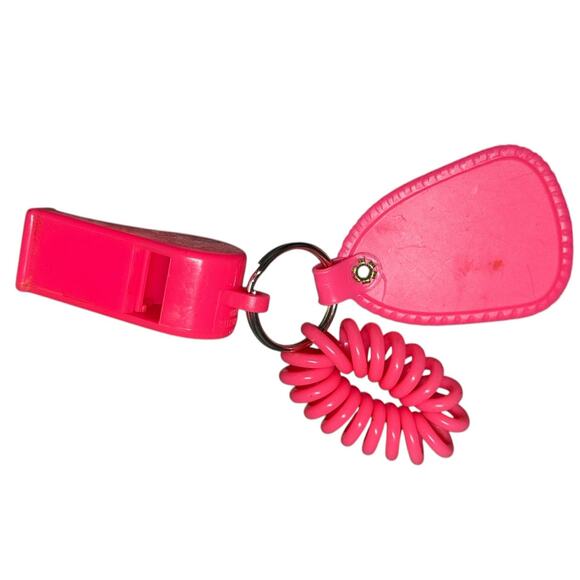 United Healthcare Keychain Safety Whistle Plastic Retro Neon Pink Orange Rare 2 - Picture 6 of 7